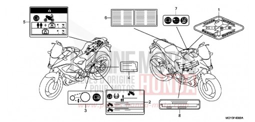 ETIQUETTE DE PRECAUTIONS VFR800XB de 2011